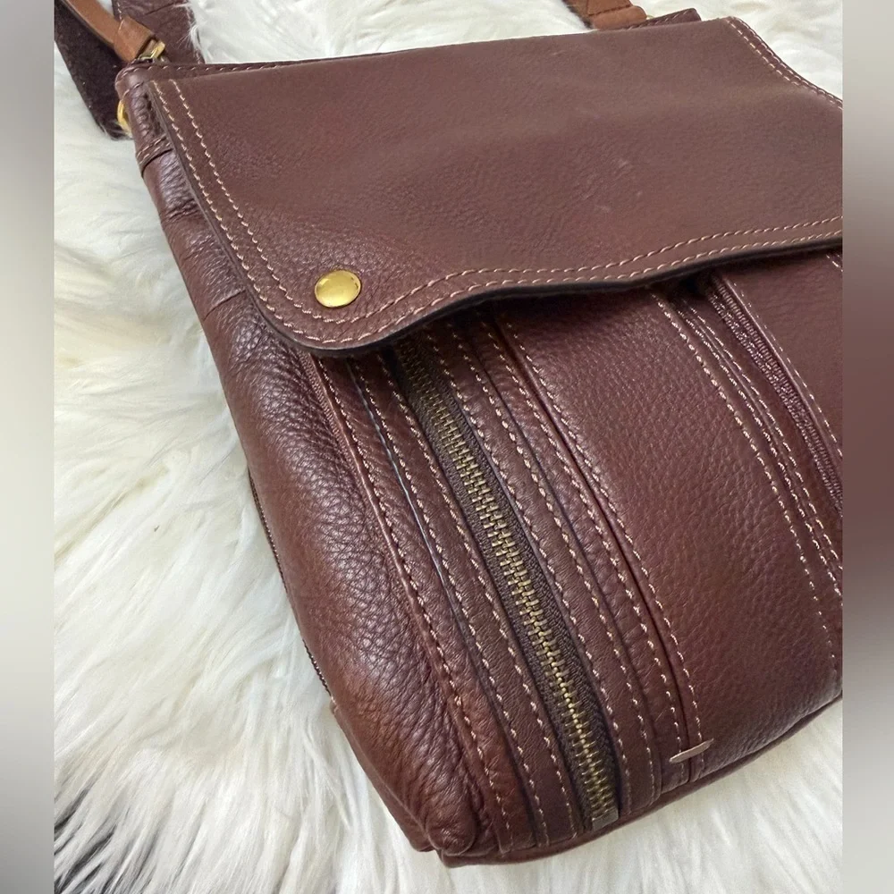 Fossil Dark Brown Leather Messenger Bag